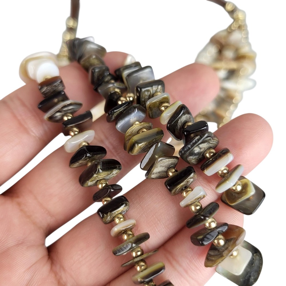 Vintage Multi Strand Shell Necklace Boho Beach Statement Natural Chip Collar EUC - Picture 7 of 9
